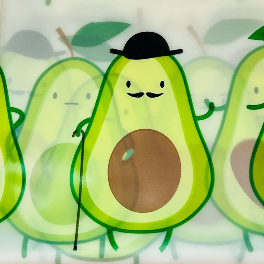 Avocado Dudes Peva Shower Curtain Hat Sunglasses Mustache Fun